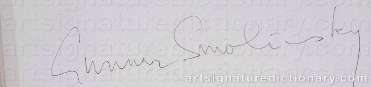 Authentic signature by Gunnar SMOLIANSKY on Drawing/Graphic/Print artwork