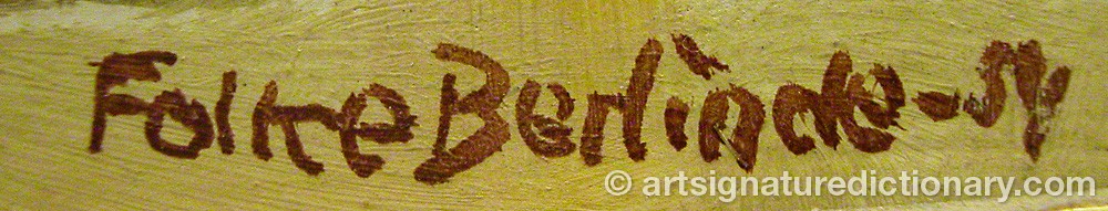 Authentic signature by Folke BERLINDE on  artwork