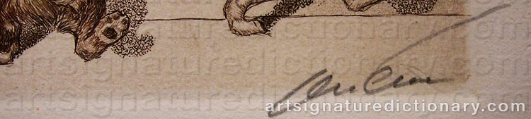 Authentic signature by Arthur Boris O'KLEIN on artwork