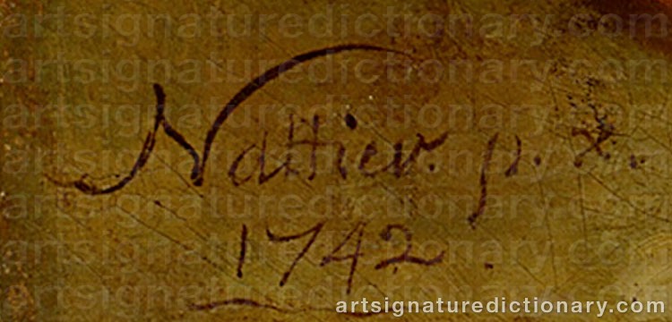 Authentic signature by Jean Marc NATTIER on  artwork