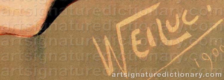 Authentic signature by Lucien Henri Weil WEILUC on  artwork