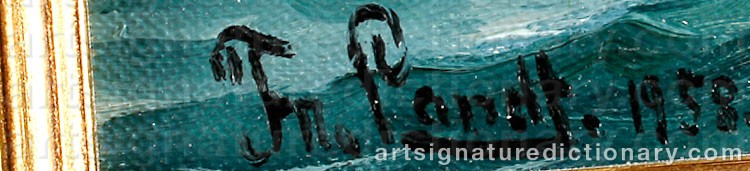 Authentic signature by Frants LANDT on  artwork