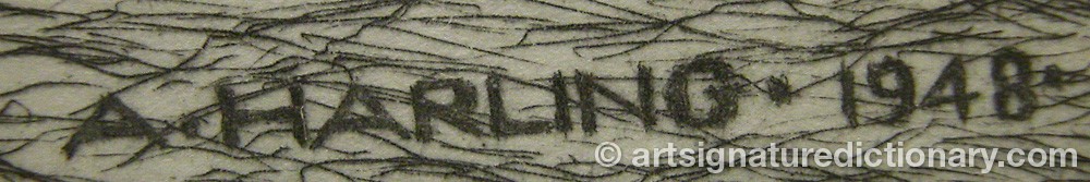 Authentic signature by Alexander HARLING on artwork