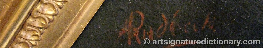 Authentic signature by Alexander RUDBECK on  artwork