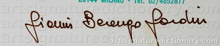 Authentic signature by Gianni BERENGO GARDIN on  artwork