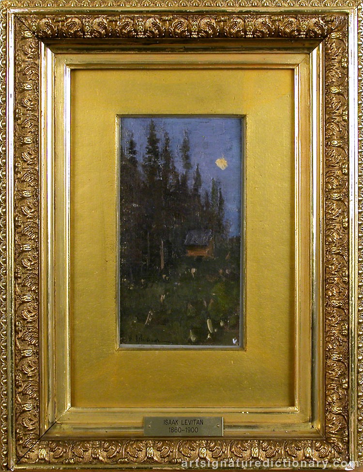 Close-up details showing Isaac Illich LEVITAN signature forgery characteristics