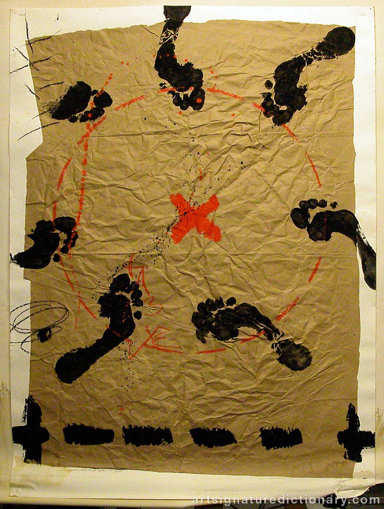 Close-up details showing Antoni TAPIES signature forgery characteristics