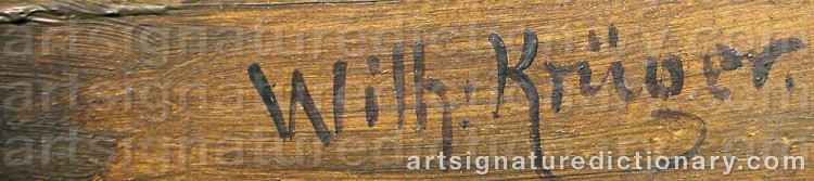 Authentic signature by Wilhelm KRÜGER on artwork