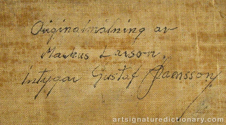 Close-up details showing Marcus LARSON signature forgery characteristics