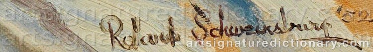 Authentic signature by Roland Arthur SCHWEINSBURG on artwork