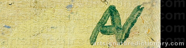 Authentic signature by Anne VISBØLL on Painting/Watercolour artwork