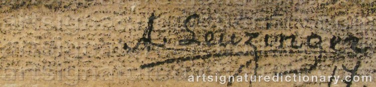 Authentic signature by Alfred LEUZINGER on  artwork