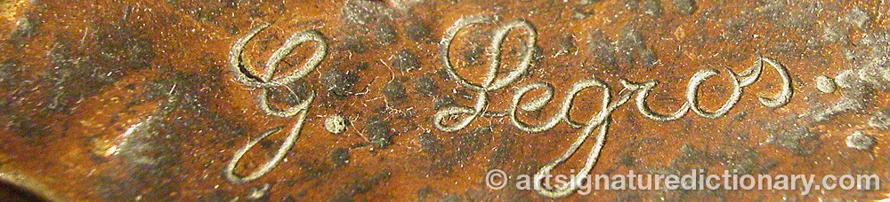 Authentic signature by G. LEGROS on  artwork