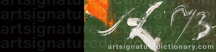 Authentic signature by Aksel LUNDGREEN on  artwork
