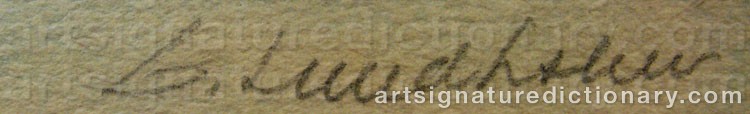 Authentic signature by Gertrud LUNDHOLM on  artwork