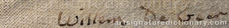 Authentic signature by Willem DE GEER on artwork
