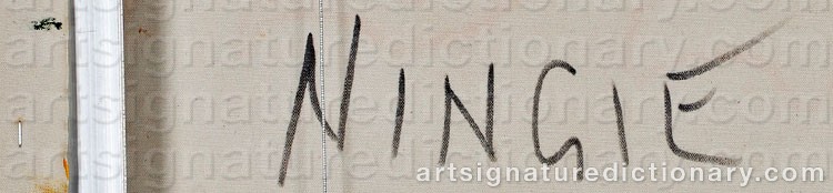Authentic signature by Ningie NANGALA on  artwork