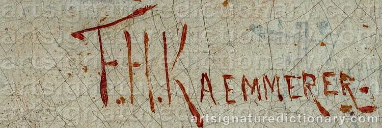 Authentic signature by Frederik Hendrik KAEMMERER on Painting/Watercolour artwork