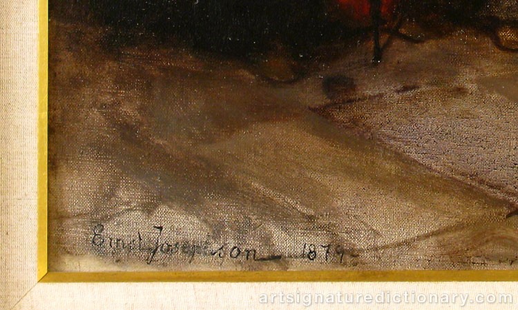 Close-up details showing Ernst JOSEPHSON signature forgery characteristics