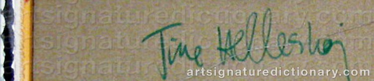 Authentic signature by Tine HELLESHØJ on  artwork