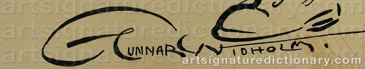 Authentic signature by Gunnar WIDHOLM on artwork