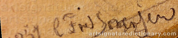 Authentic signature by Carl Frederick SØRENSEN on  artwork