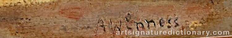 Authentic signature by Augustus William ENNESS on Painting/Watercolour artwork