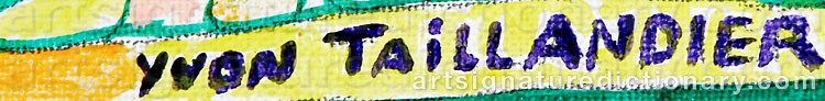 Authentic signature by Yvon TAILLANDIER on  artwork