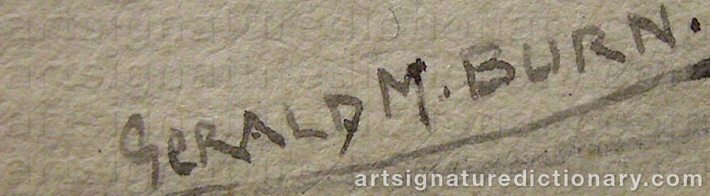 Authentic signature by Gerald Maurice BURN on  artwork