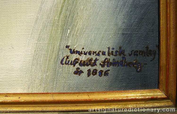 Close-up details showing August STRINDBERG signature forgery characteristics
