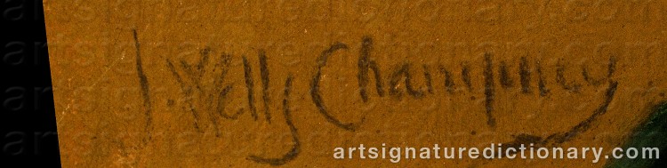 Authentic signature by James Wells CHAMPNEY on  artwork