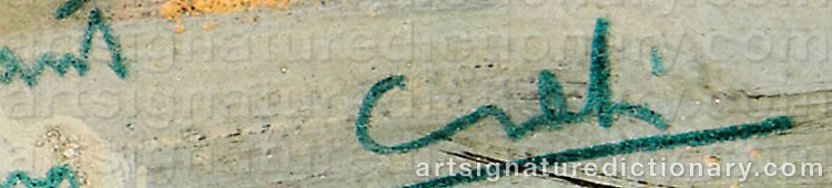 Authentic signature by Tullio CRALI on  artwork