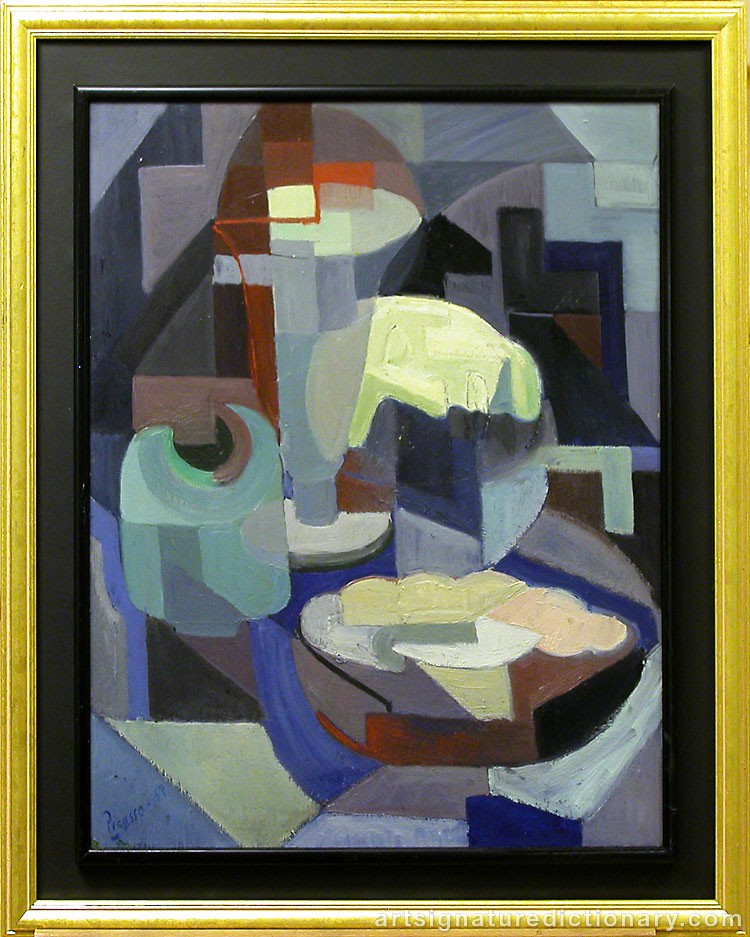 Close-up details showing Pablo PICASSO signature forgery characteristics