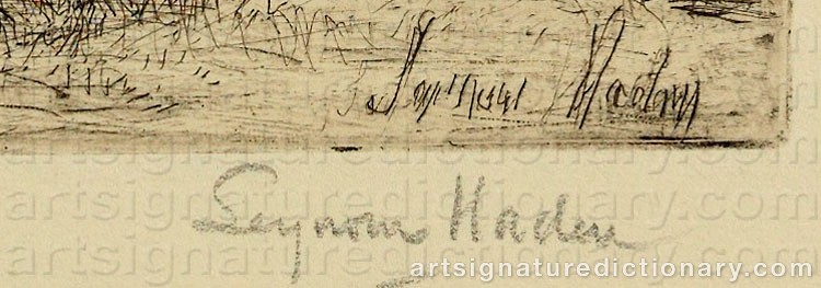 Authentic signature by Francis Seymour HADEN on  artwork