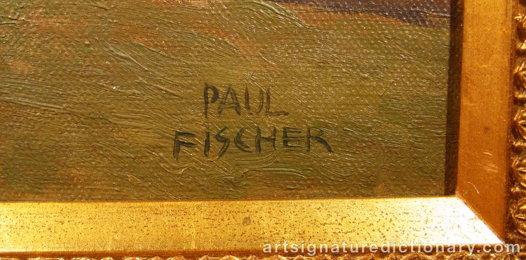 Close-up details showing Paul FISCHER signature forgery characteristics