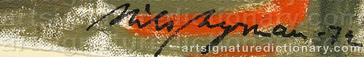 Authentic signature by Nils BYMAN on artwork