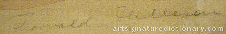 Authentic signature by Thorvald HELLESEN on  artwork