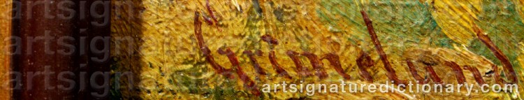 Authentic signature by Johannes GRIMELUND on artwork