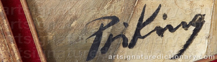 Authentic signature by Franz PRIKING on artwork