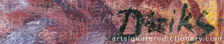 Authentic signature by Edvard DIRIKS on artwork