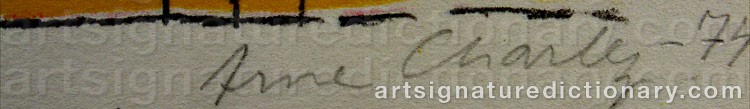 Authentic signature by Arne CHARLEZ on  artwork