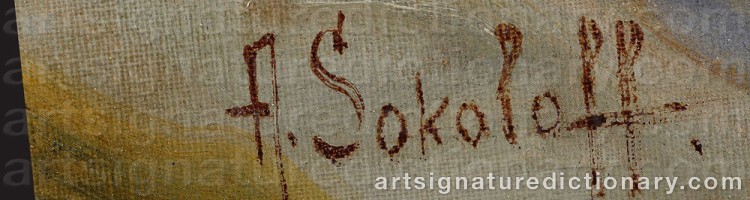 Authentic signature by Anatoli Alexandrovich SOKOLOFF on  artwork