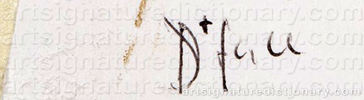 Authentic signature by D FACE on  artwork