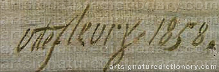 Authentic signature by James Vivien De FLEURY on artwork