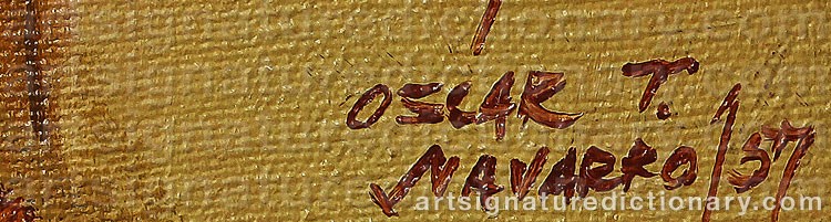 Authentic signature by Oscar NAVARRO on  artwork