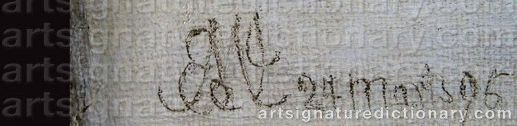 Authentic signature by Edvard Michael JENSEN on  artwork