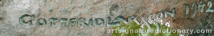 Authentic signature by Gottfrid LARSSON on artwork