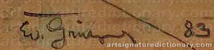 Authentic signature by Eduard Von GRÜTZNER on artwork