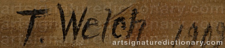 Authentic signature by Thaddeus WELCH on Painting/Watercolour artwork