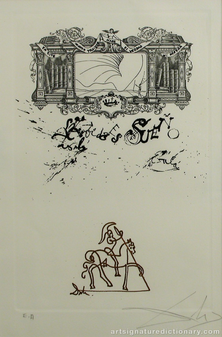 Close-up details showing Salvador DALI signature forgery characteristics